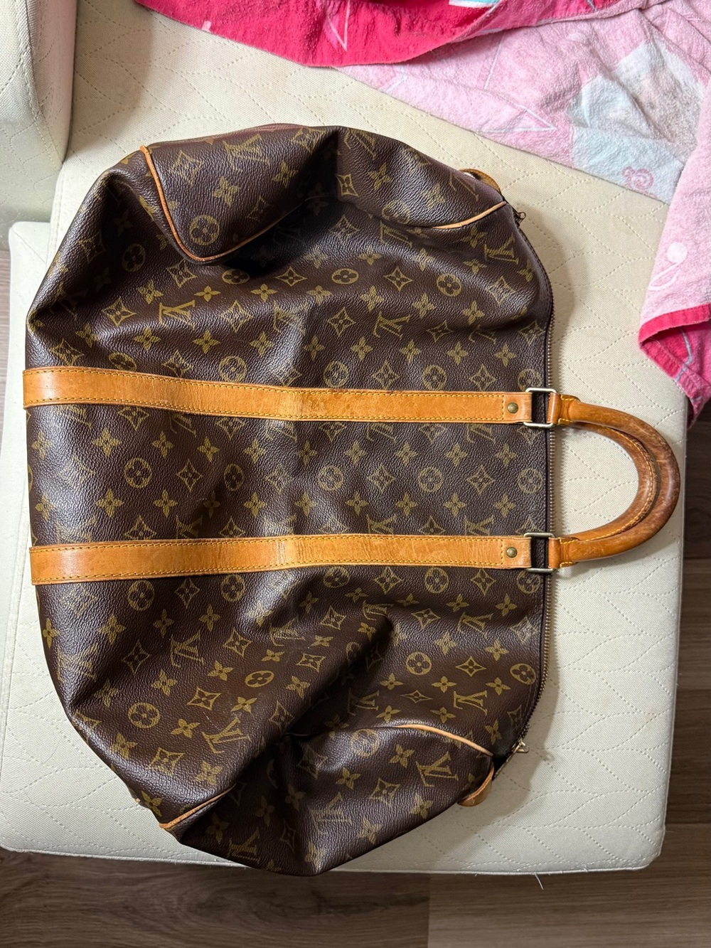 Louis Vuitton Brown Monogram Travel Tote with Natural Leather Trim
